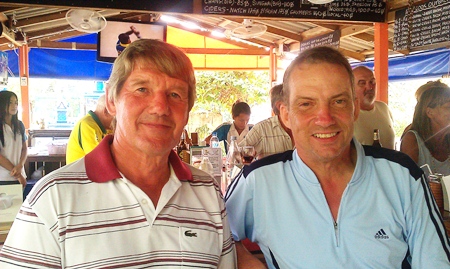 Tuesday’s Div A and B winners, David Day and Dennis Persson, relax after their respective victories.